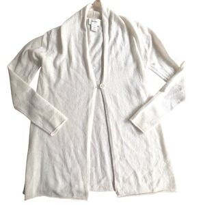 $395 Neiman Marcus 100% Cashmere Cardigan Cream Shawl Collar 1 Button Sweater S